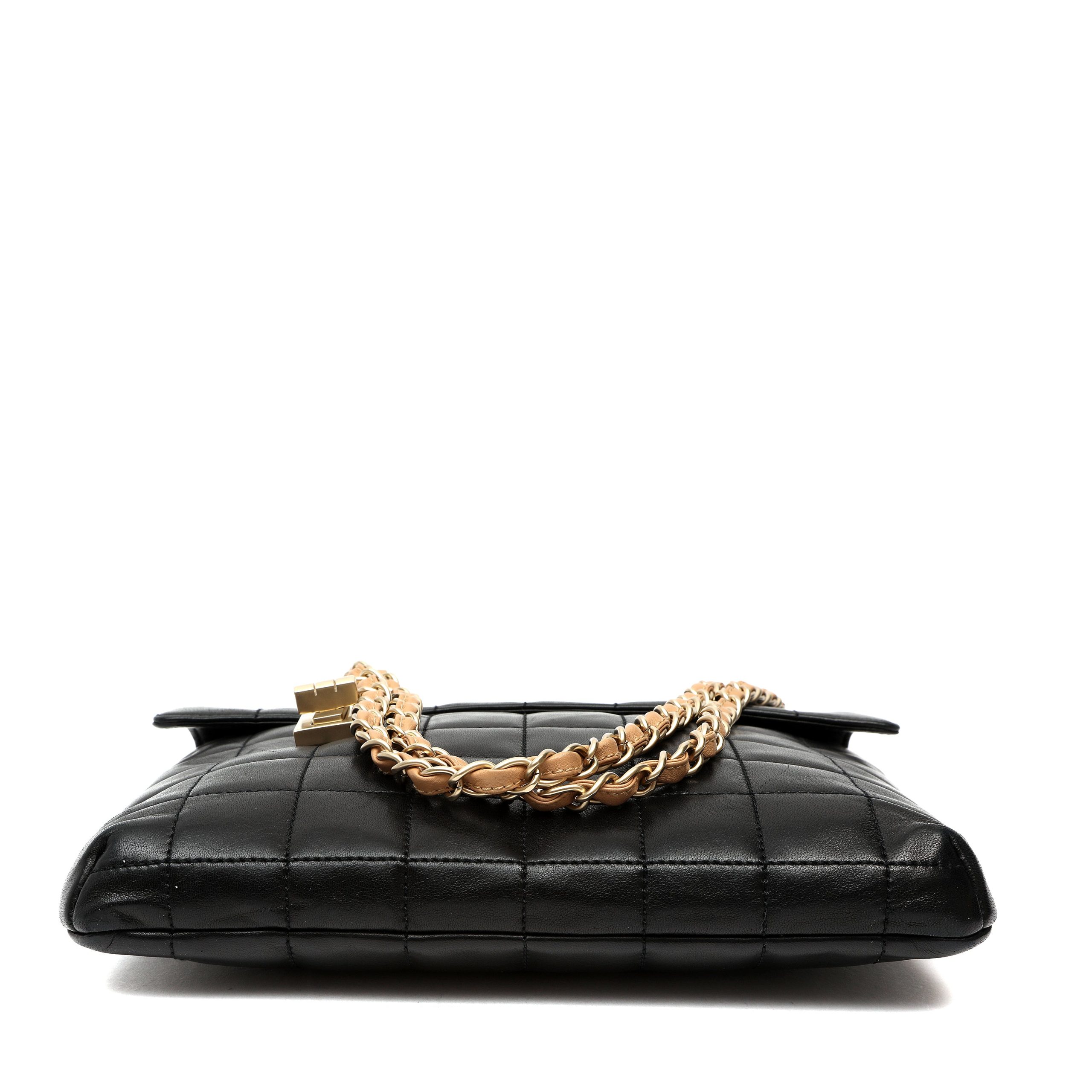 Chanel Square Quilt Vertical Lock Flap Bag Black Lambskin w/Gold Hardware - 图片 6