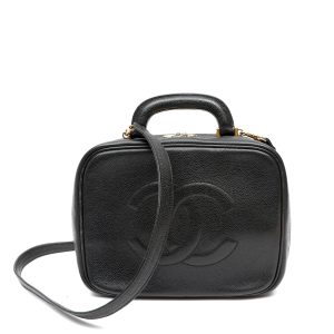 Chanel Vintage Vanity Case Black Caviar Leather w/Gold Hardware