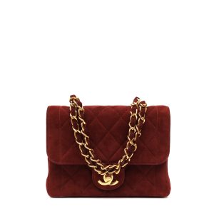 Chanel Mini Square Flap Red Velvet w/Gold Hardware