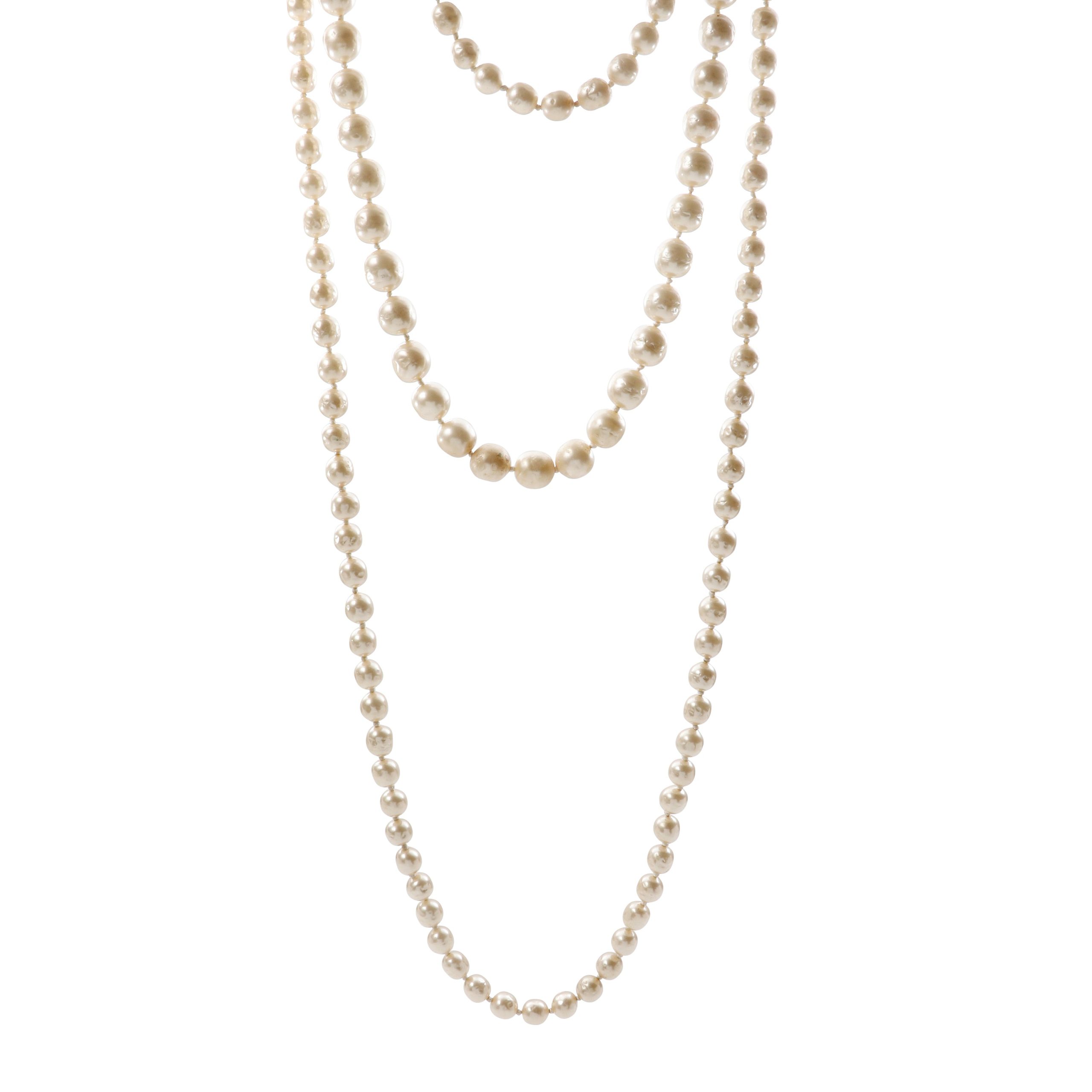 Chanel Vintage 4 Strand Pearl Necklace w/Medallion Clasp - 图片 7