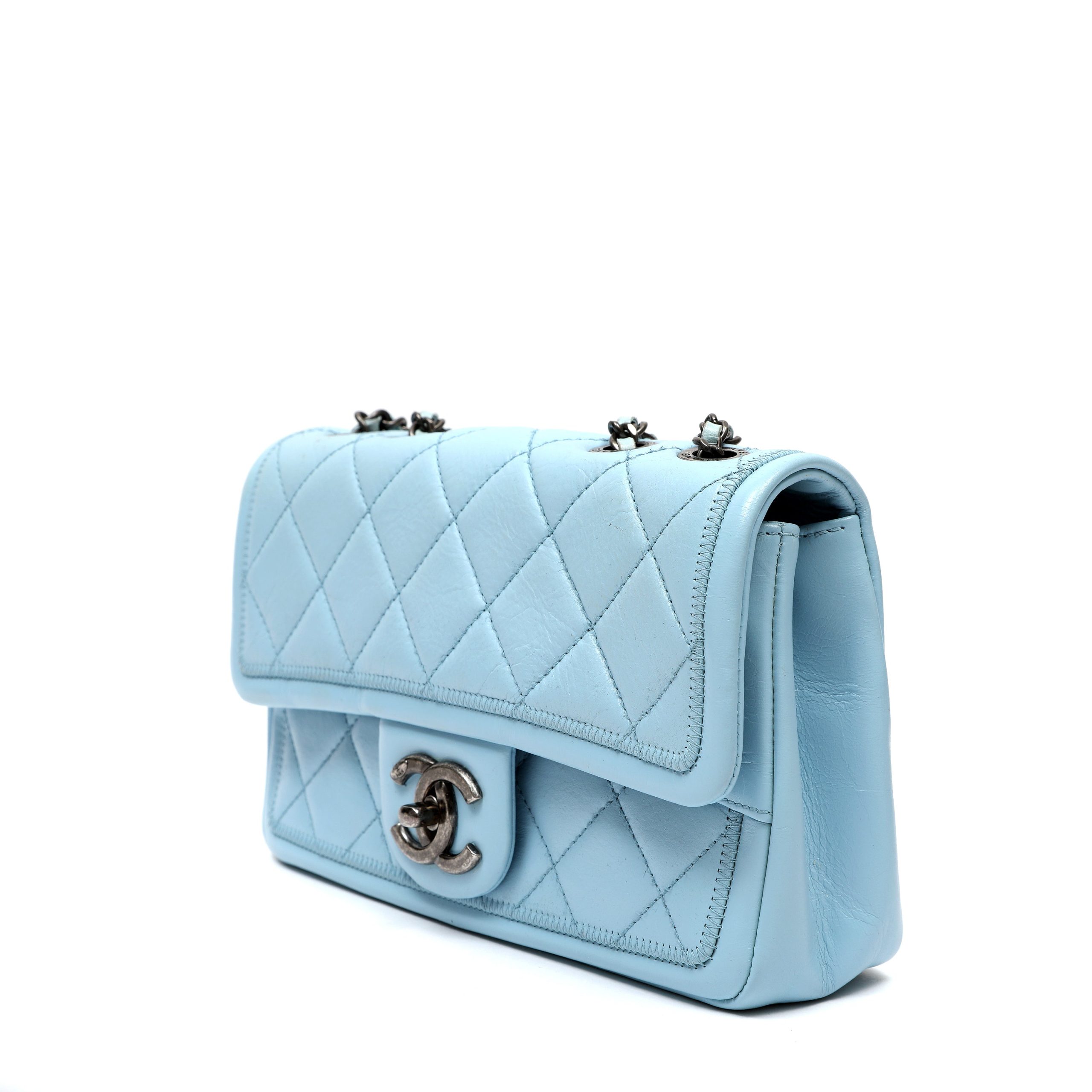 Chanel Small Classic Flap Bag Dusty Blue Lambskin w/Ruthenium Hardware - 图片 5