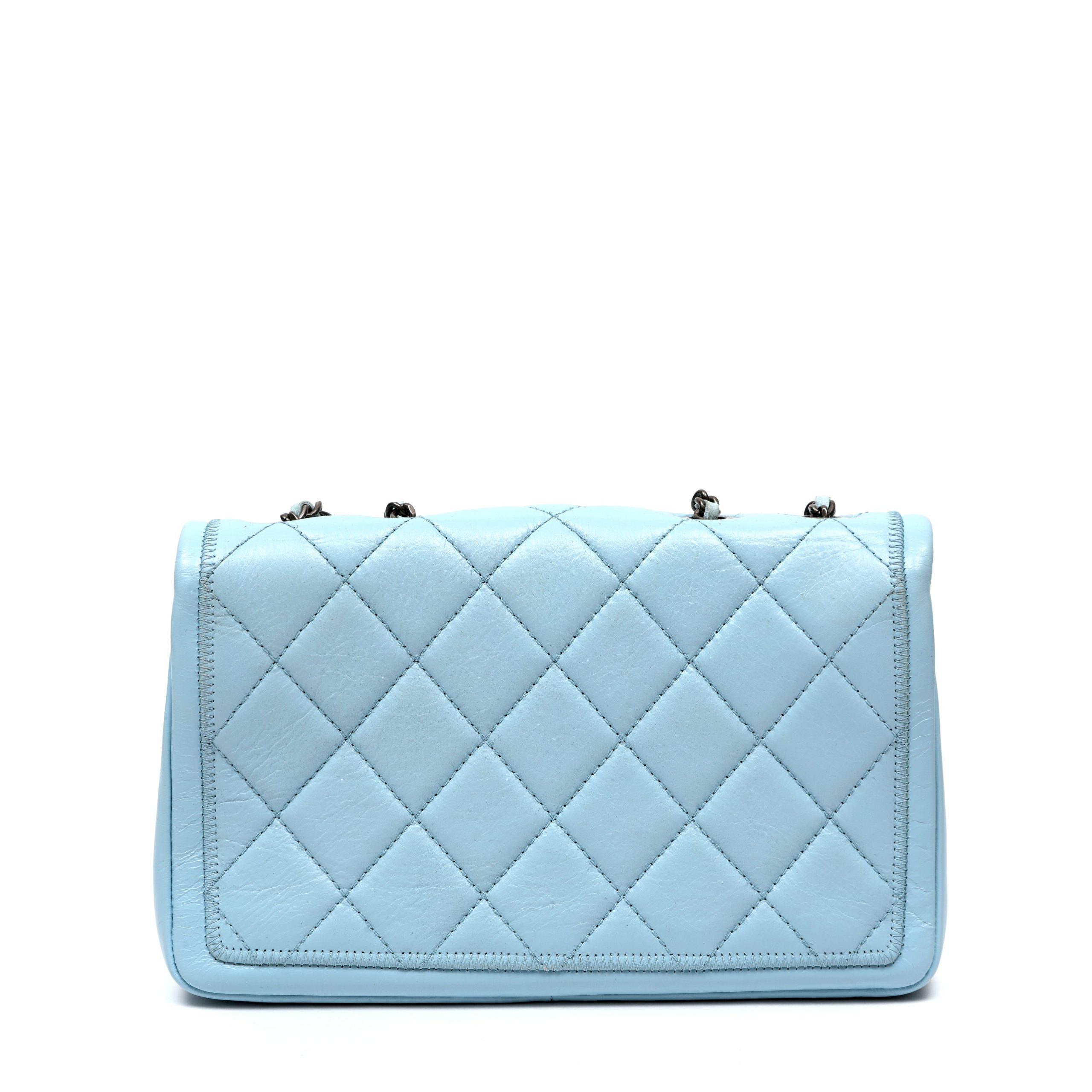 Chanel Small Classic Flap Bag Dusty Blue Lambskin w/Ruthenium Hardware - 图片 6