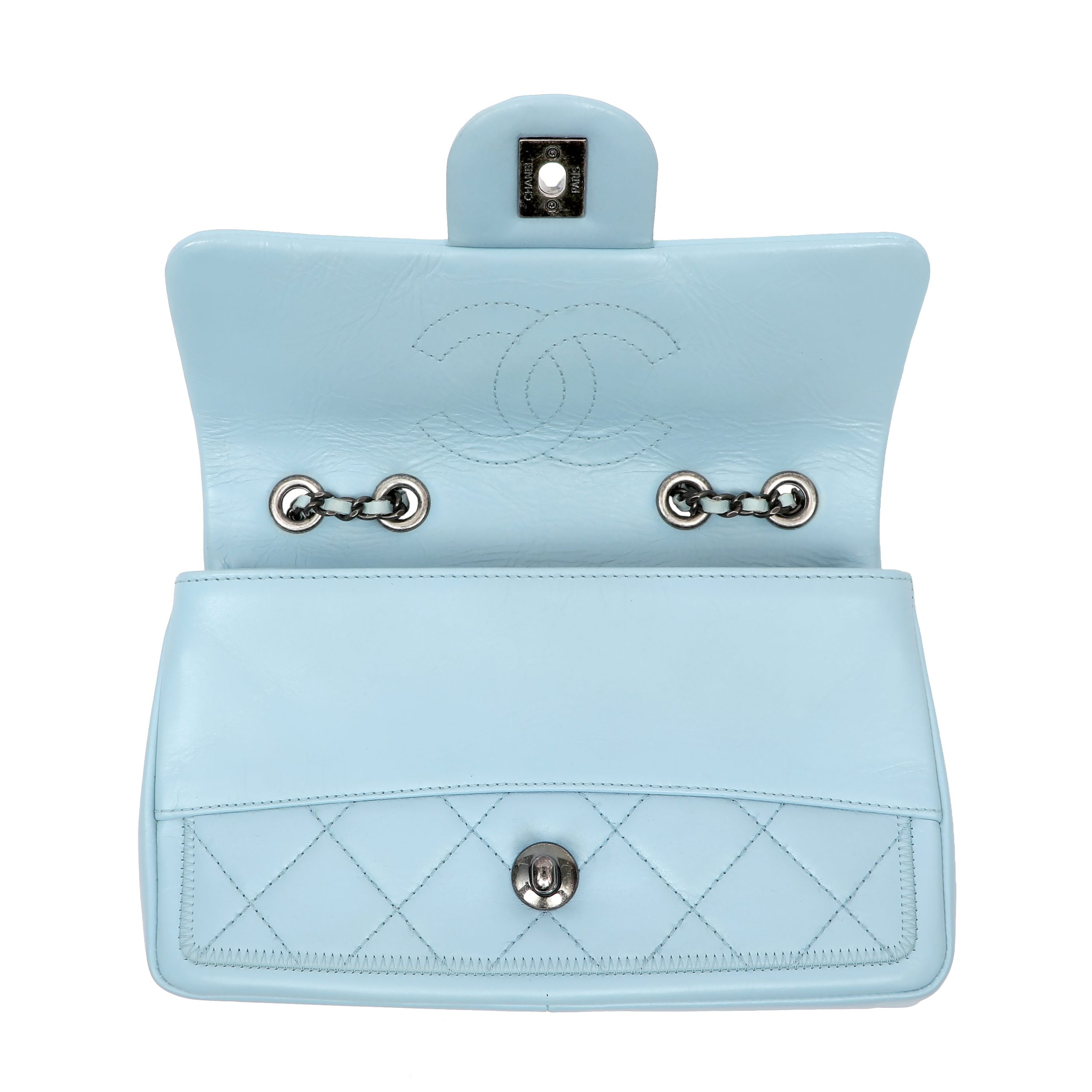 Chanel Small Classic Flap Bag Dusty Blue Lambskin w/Ruthenium Hardware - 图片 8