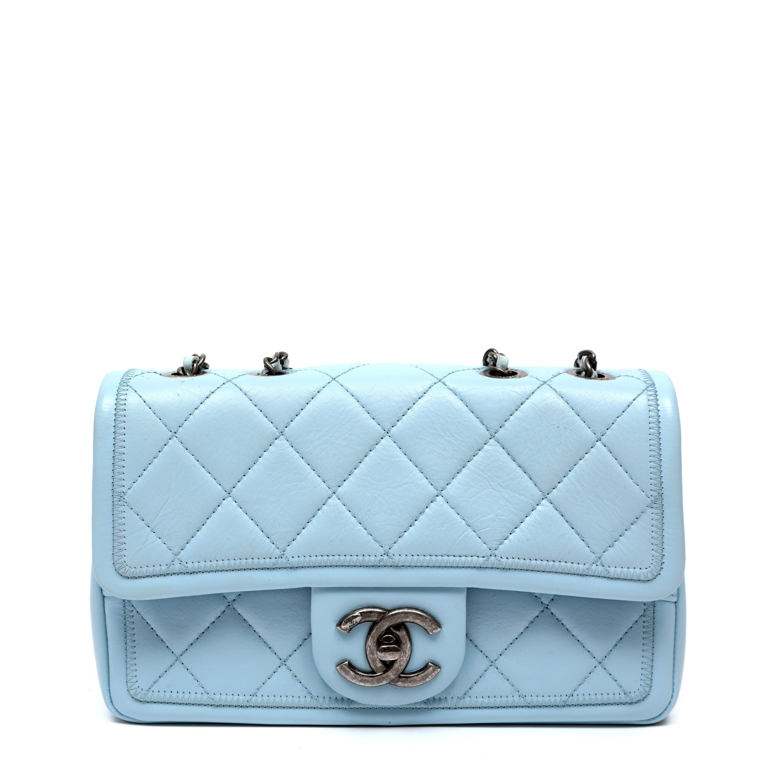 Chanel Small Classic Flap Bag Dusty Blue Lambskin w/Ruthenium Hardware - 图片 2