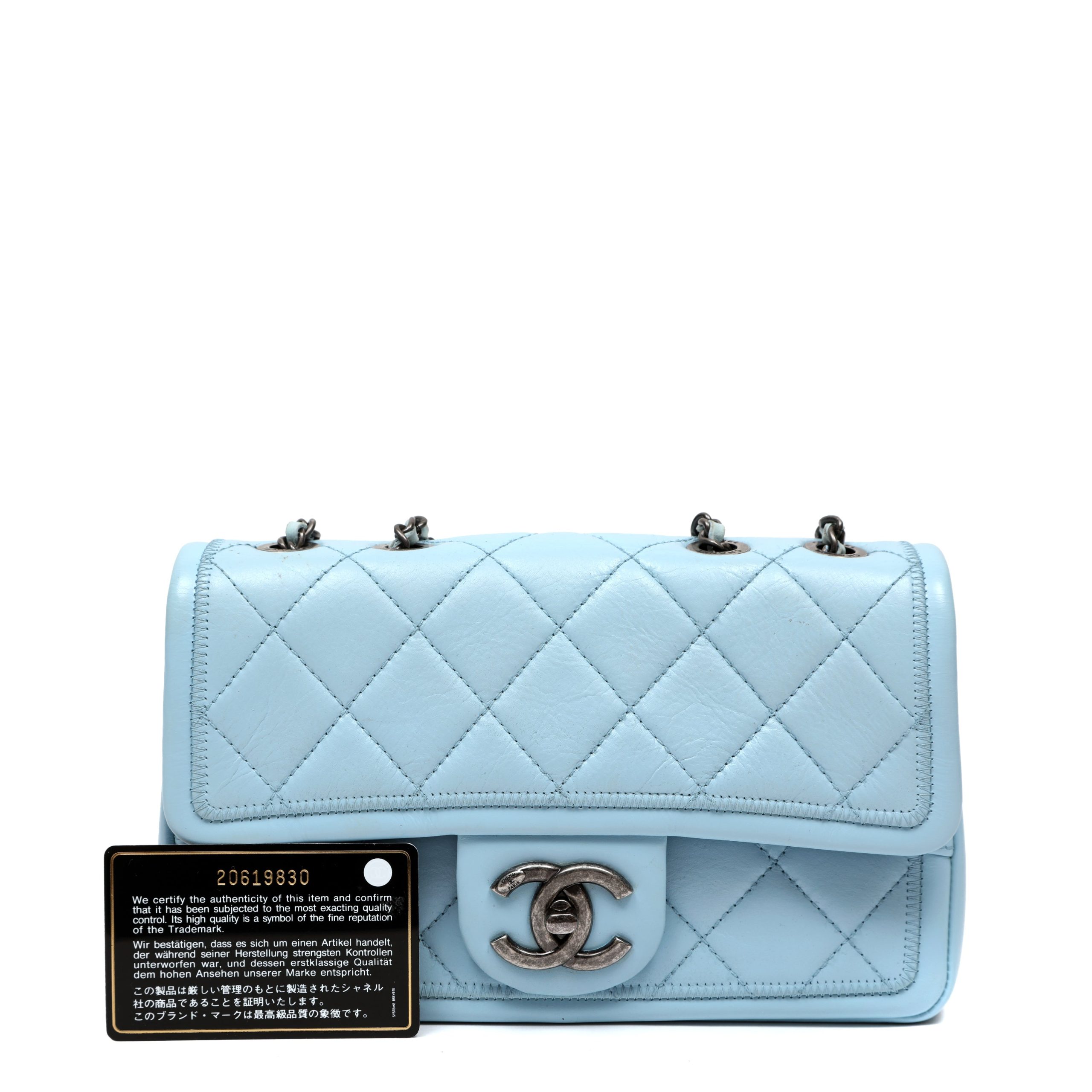 Chanel Small Classic Flap Bag Dusty Blue Lambskin w/Ruthenium Hardware - 图片 3