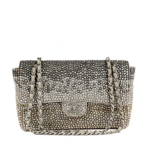 Chanel Classic Flap Bag w/Swarovski Iridescent Pearls and Silver Hardware