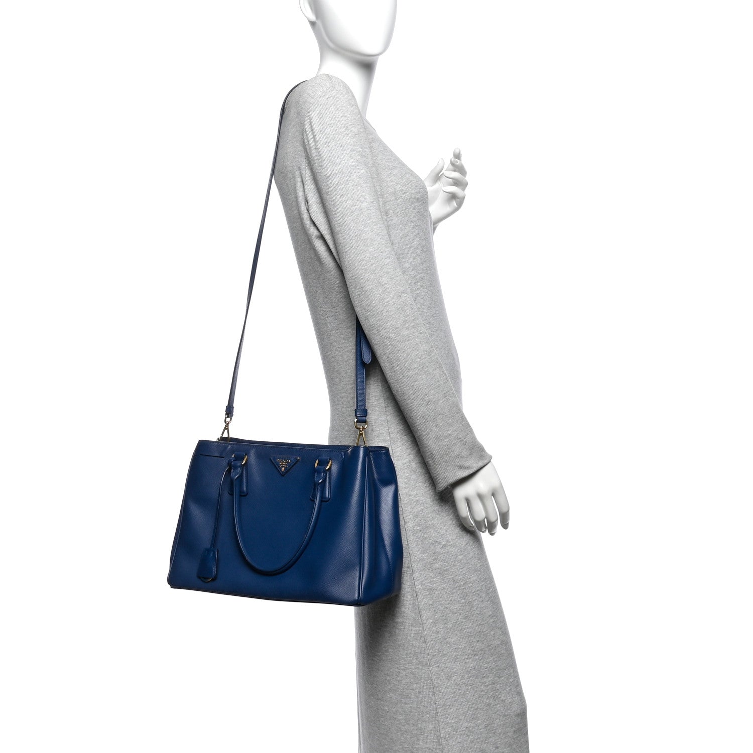 Saffiano Lux Medium Tote Bluette - Image 2