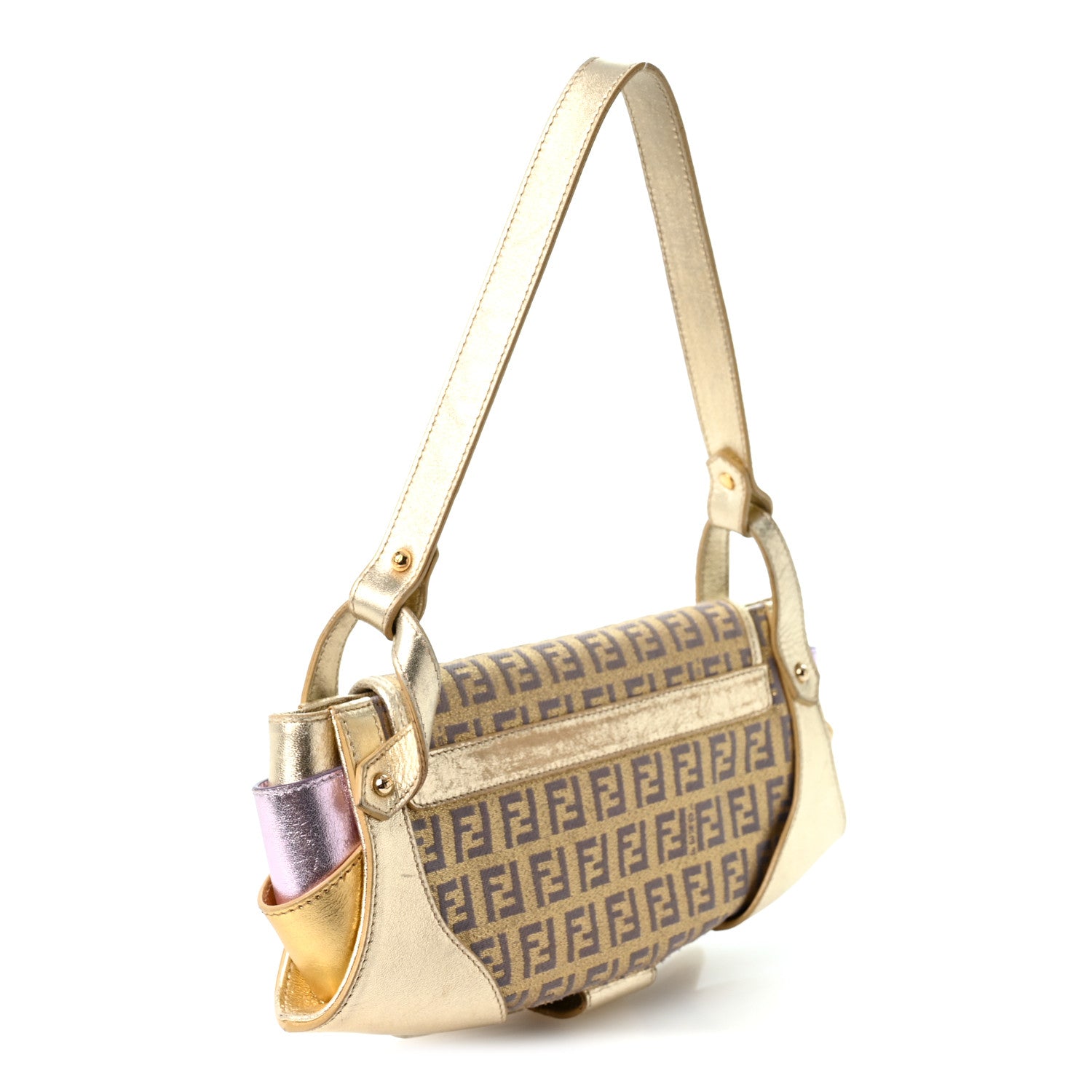Metallic Calfskin Jacquard Zucchino Leopard Print Compilation Hobo Gold Multicolor - Image 3