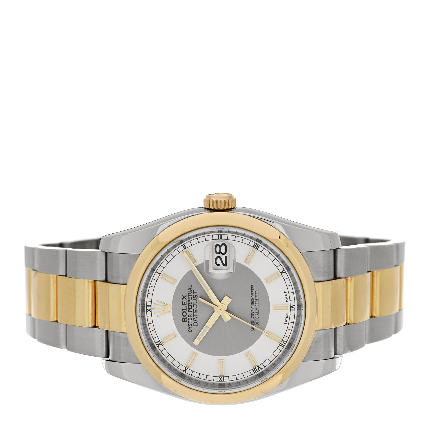 Stainless Steel 18K Yellow Gold 36mm Oyster Perpetual Datejust Watch Silver 116203 - Image 2