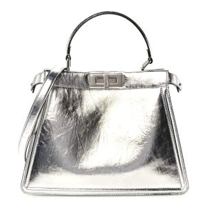 Rock Millenium Laminata Medium Peekaboo I SEE U Satchel Argento