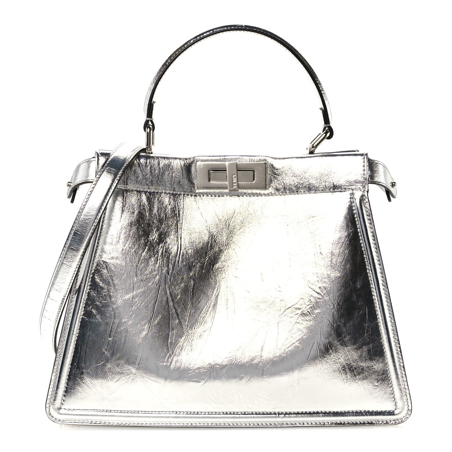 Rock Millenium Laminata Medium Peekaboo I SEE U Satchel Argento