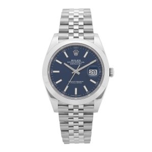 Stainless Steel 41mm Oyster Perpetual Datejust Watch Bright Blue 126300