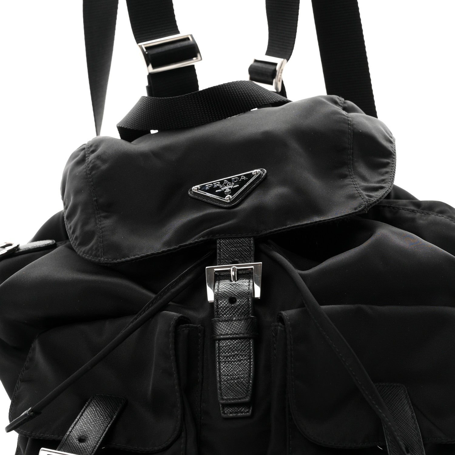 Re-Nylon Saffiano Medium Backpack Black - Image 9
