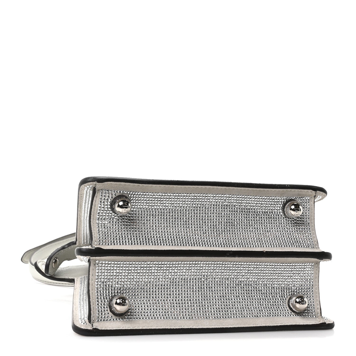 Iridescent Crystal Vitello Laminato Suede FF Petite Peekaboo I SEE U Satchel Cappuccino - Image 4