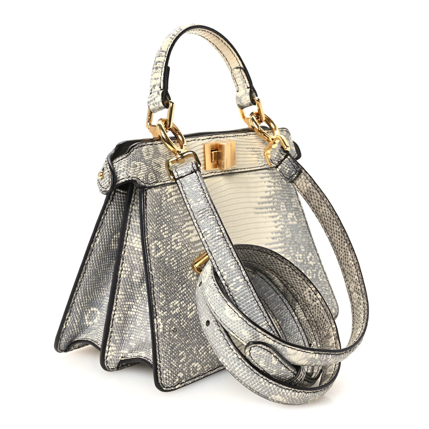 Lizard Togo Lucido Petite Peekaboo I SEE U Satchel Roccia - Image 3