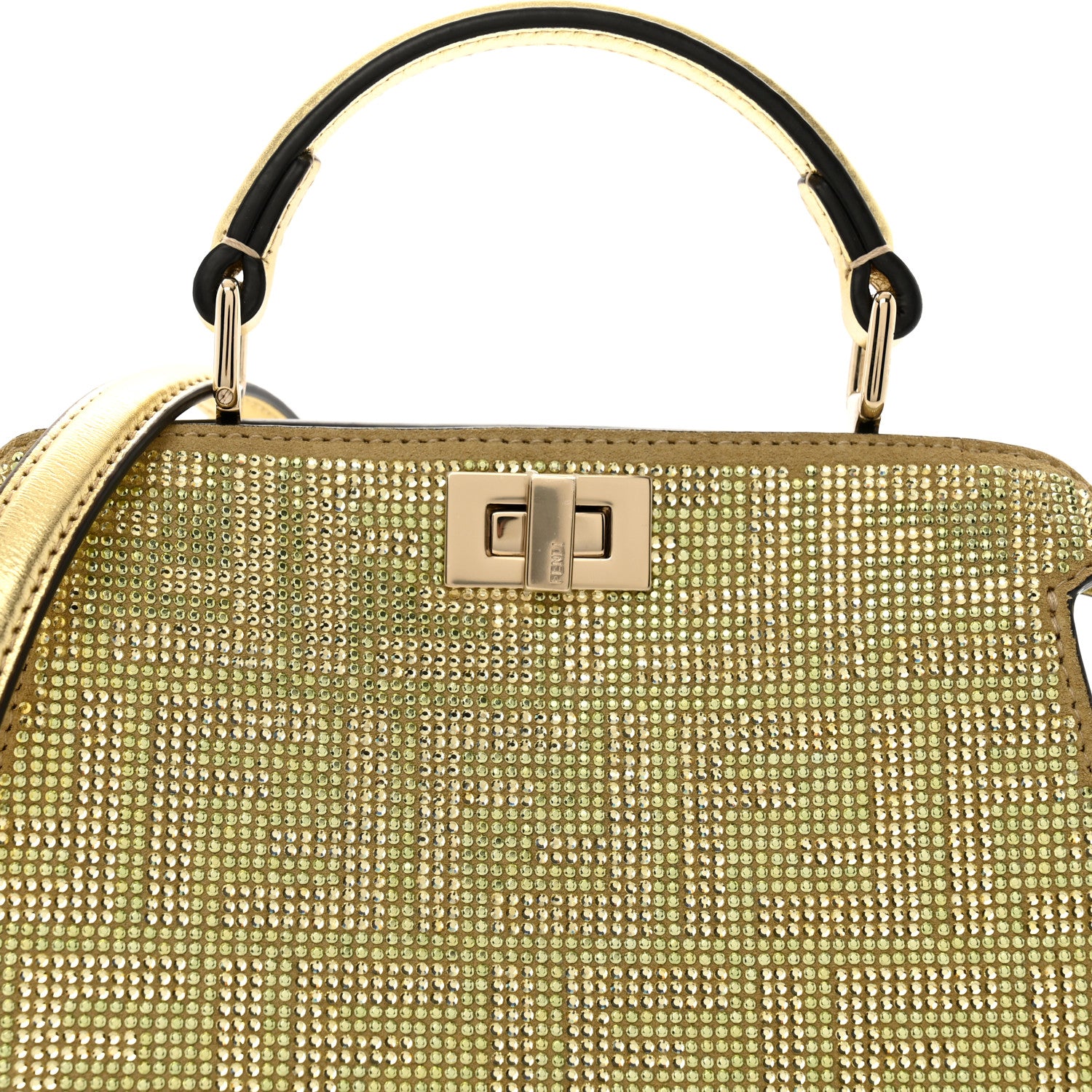 Crystal Vitello Laminato FF Petite Peekaboo I SEE U Satchel Crystal Platinum Light Gold - Image 10