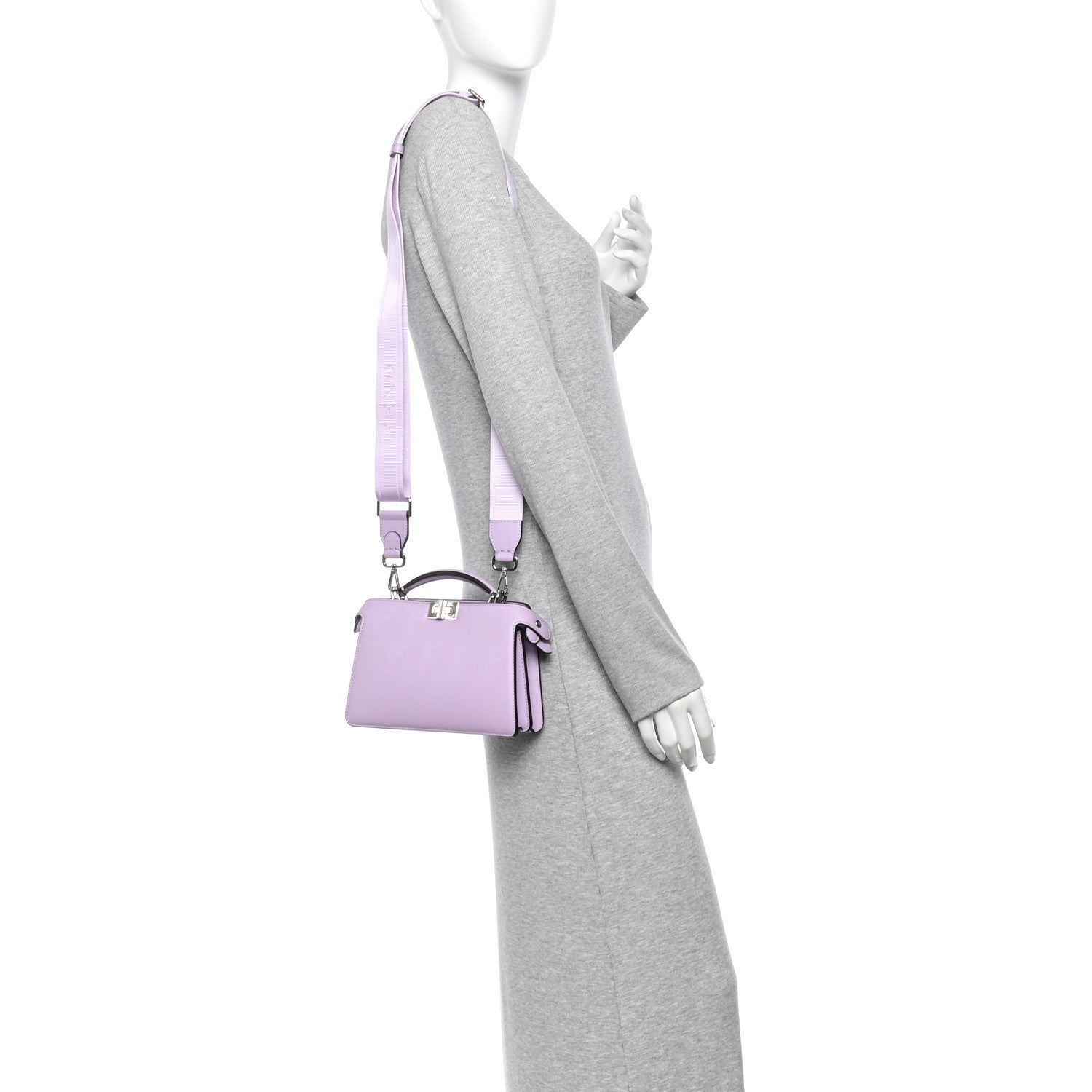 Calfskin Striped Texture FF Peekaboo I See U X Cross Satchel Violetta - Image 2
