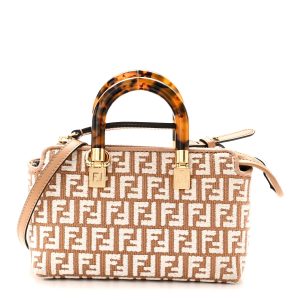 Raffia Chenille Vitello King Plexiglass Micro FF Mini By The Way Top Handle Boston Bag Naturale White