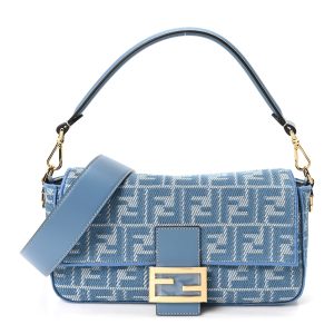 Denim Effect Fabric Jacquard FF Vitello Grace Mamma Baguette Blue