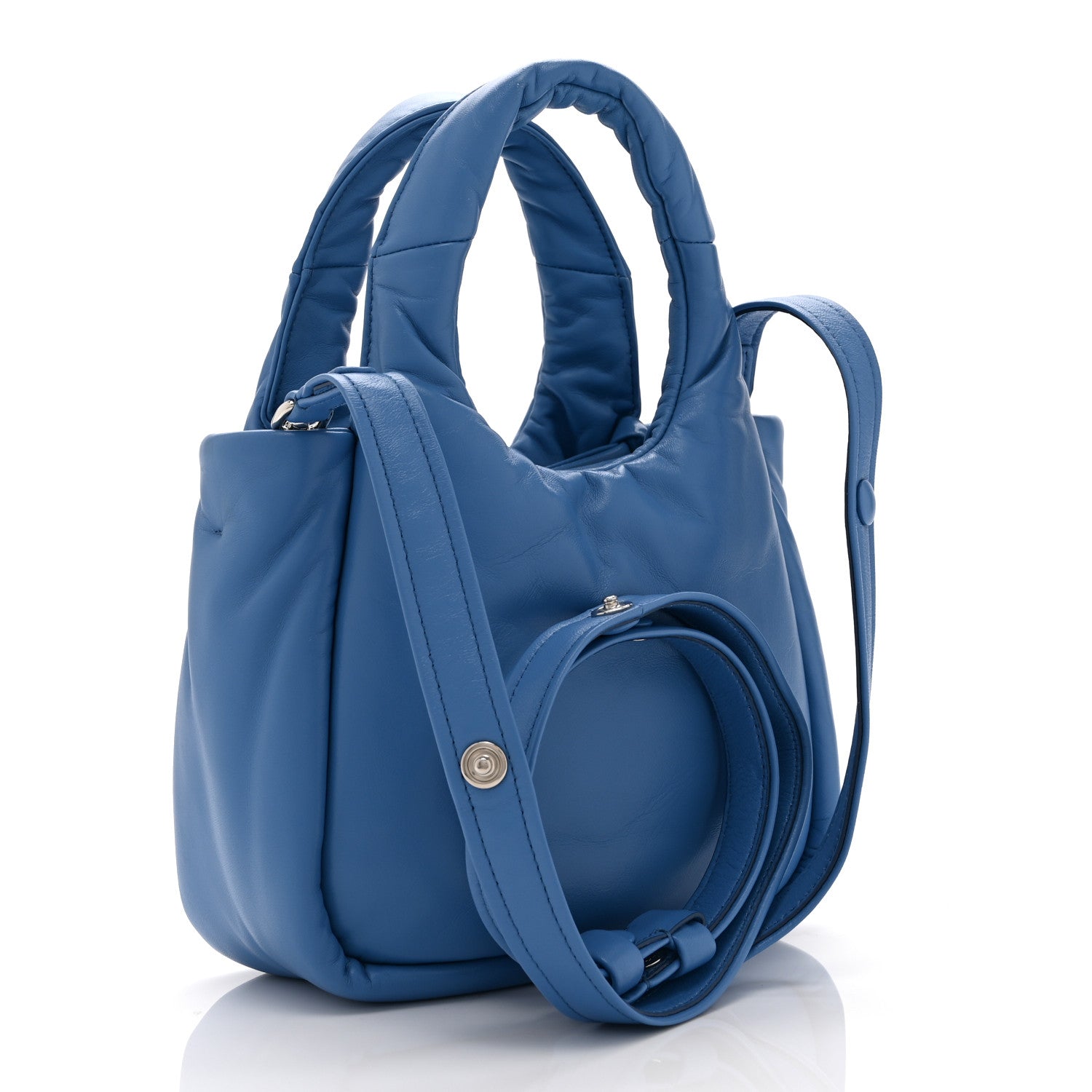 Nappa Soft Padded Small Double Handled Shoulder Bag Celeste - Image 3