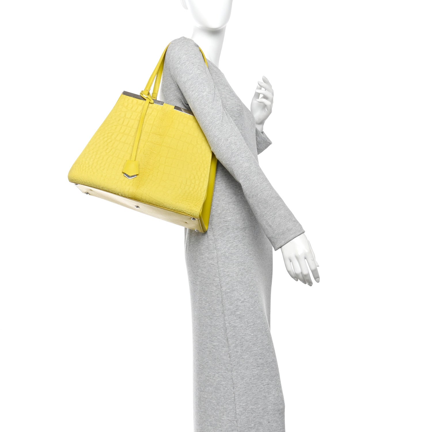 Vitello Calf Hair Crocodile Embossed Large 3Jours Tote Sunflower Cedro - Image 2