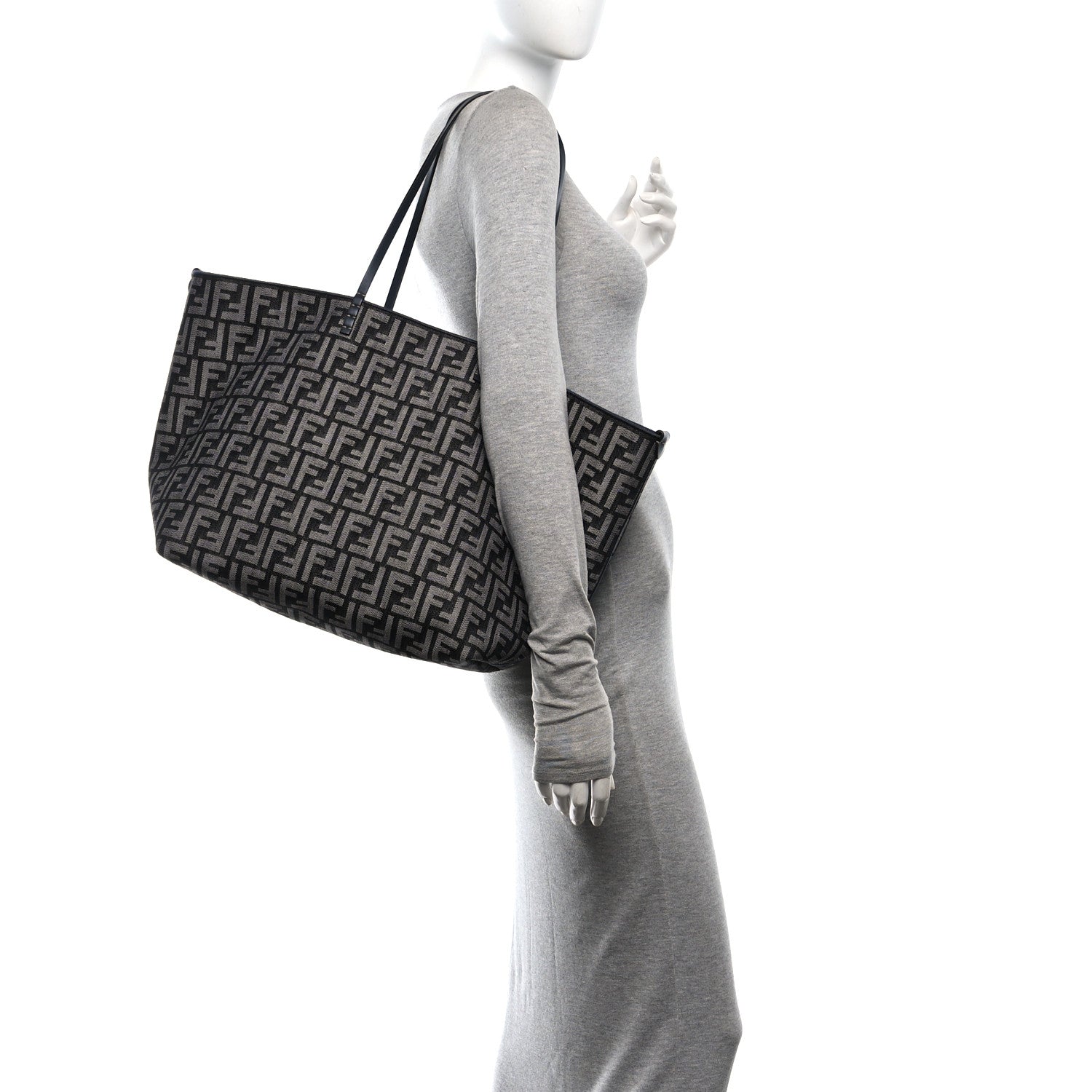 Chenille Vitello Santa Barbara FF Large Roll Reversible Shopping Tote Grigio Notte Flamingo - Image 2