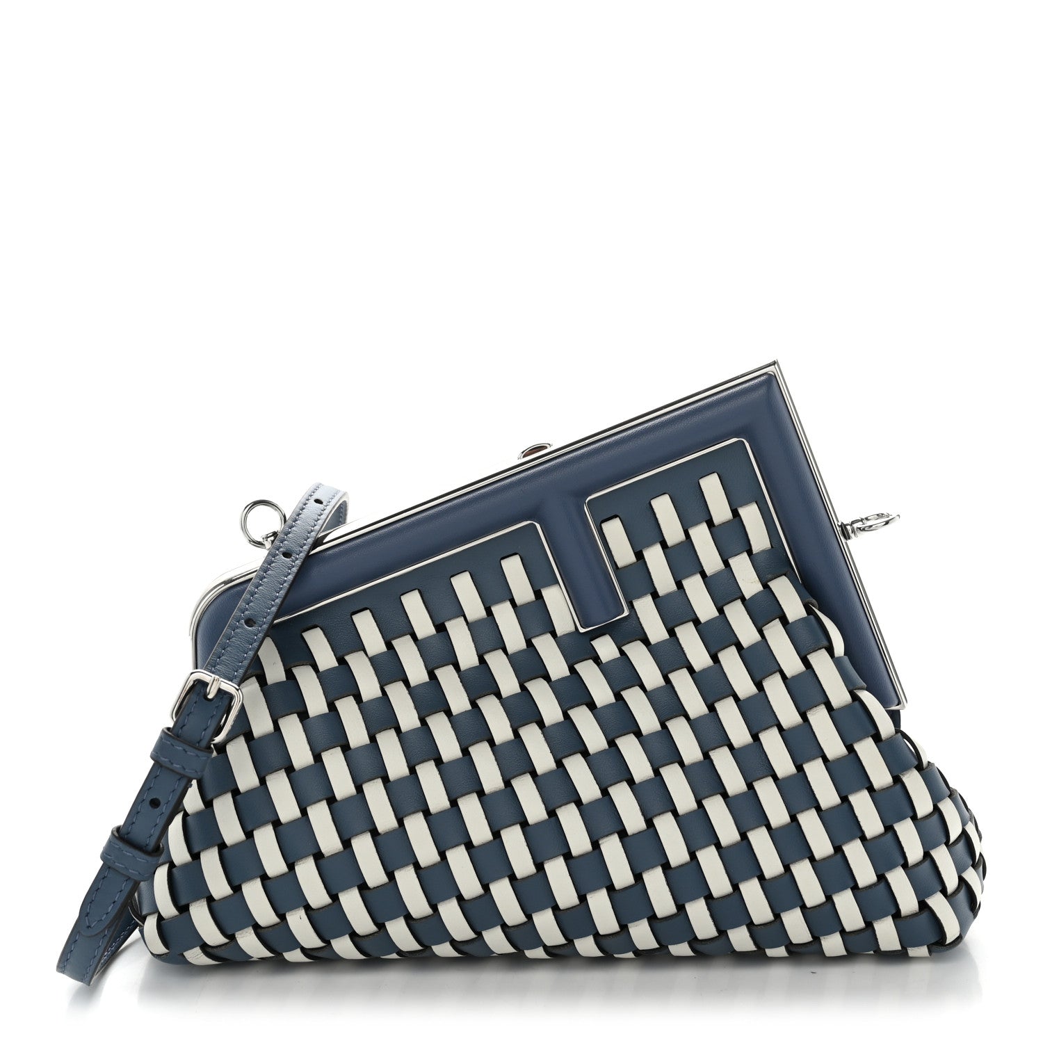 Vitello Grace Intreccio Small Fendi First Mirto Blue White Ice