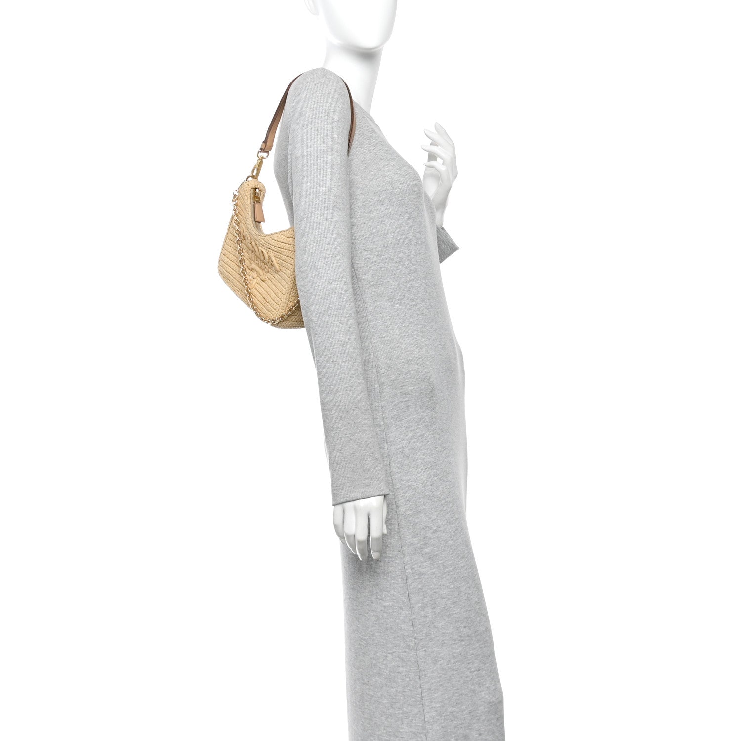 Yarn Raffia Effect Crochet Mini Re-Edition 2000 Shoulder Bag Naturale - Image 2