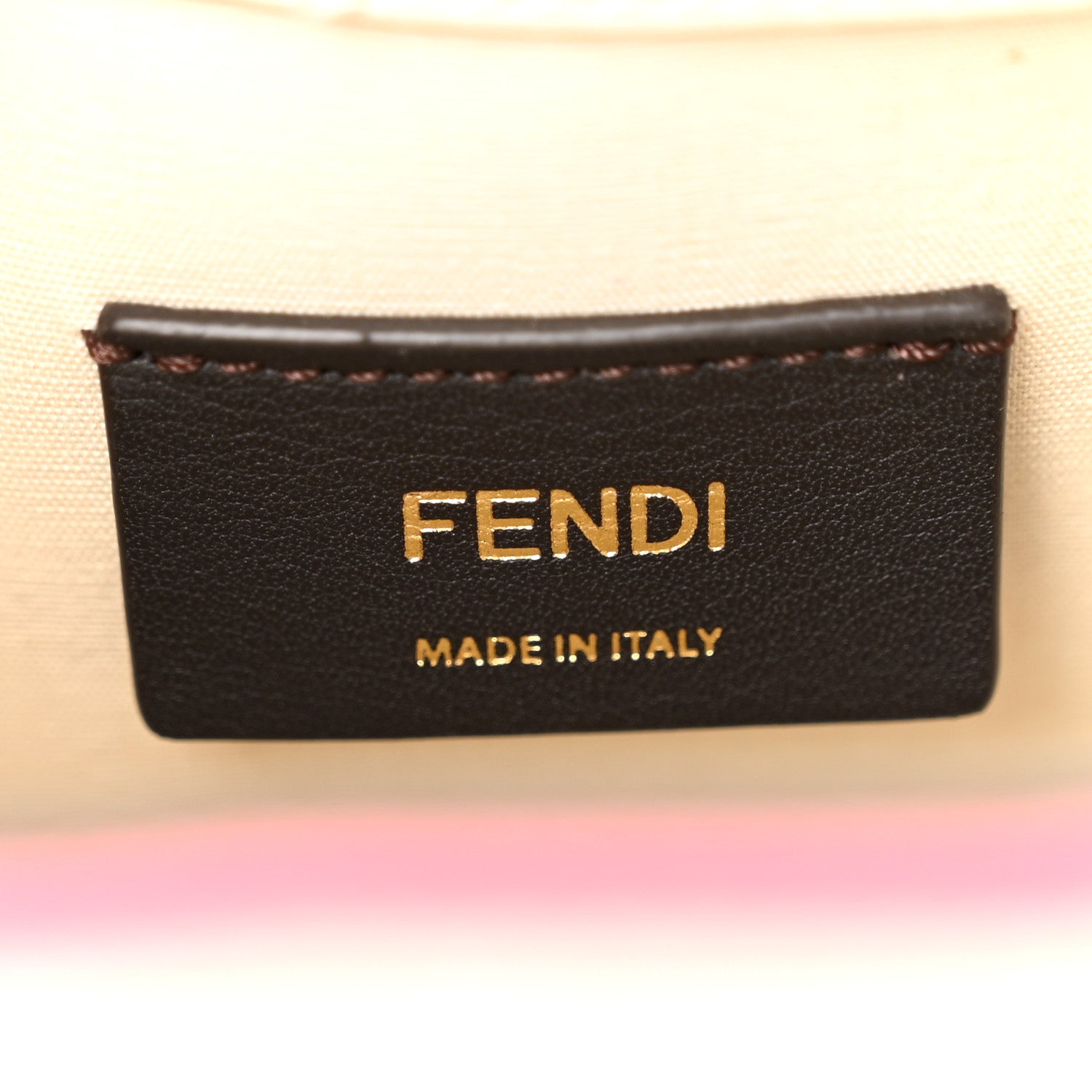 Canvas Vitello Grace F is Fendi Logo Embroidered Mini Mon Tresor Bucket Bag Grezzo Pink - Image 6
