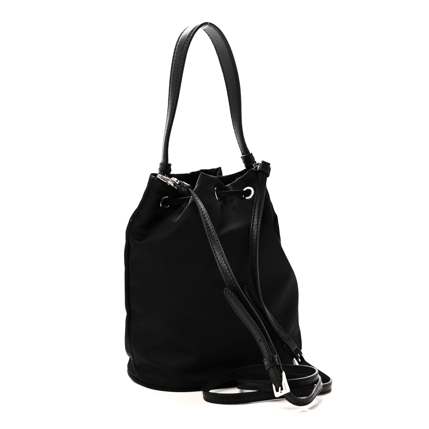 Tessuto Saffiano Ricamo Sequin Crystal Embellished Mini Re-Edition 1978 Bucket Bag Black - Image 3