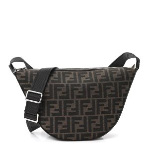 Fabric Jacquard FF Small Melon Bag Tobacco Moro Ebano