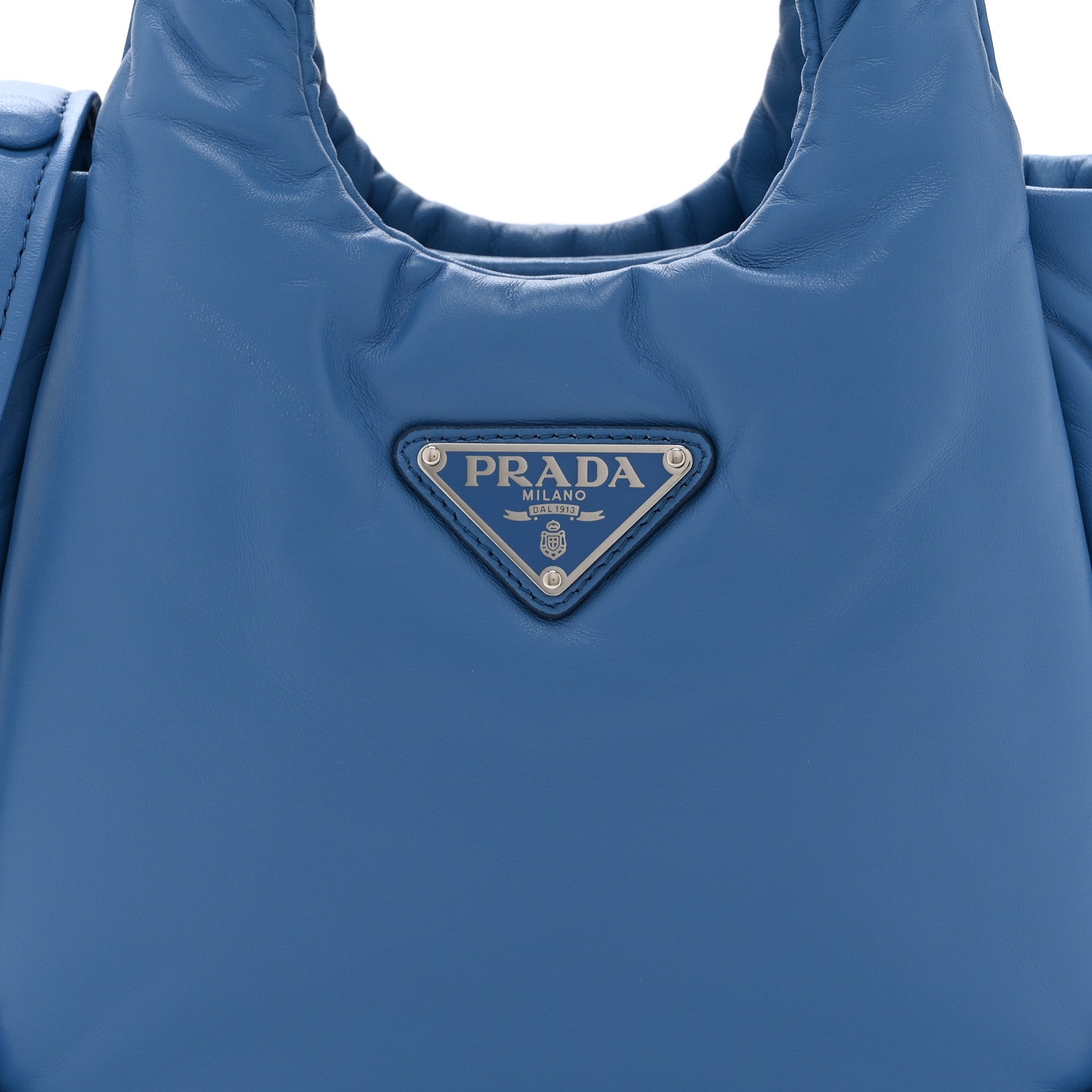 Nappa Soft Padded Small Double Handled Shoulder Bag Celeste - Image 8
