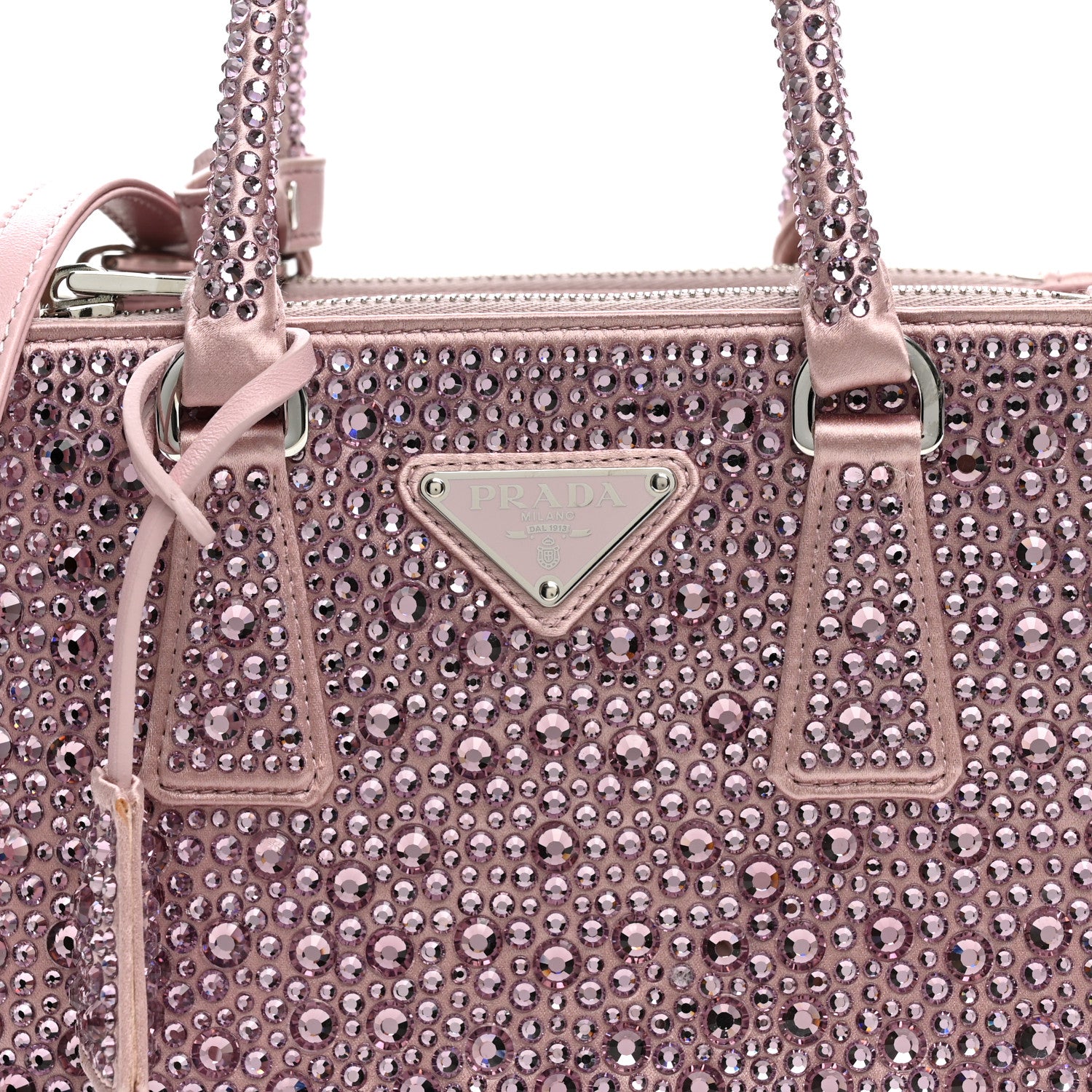 Satin Crystal Mini Galleria Double Zip Tote Alabastro - Image 8