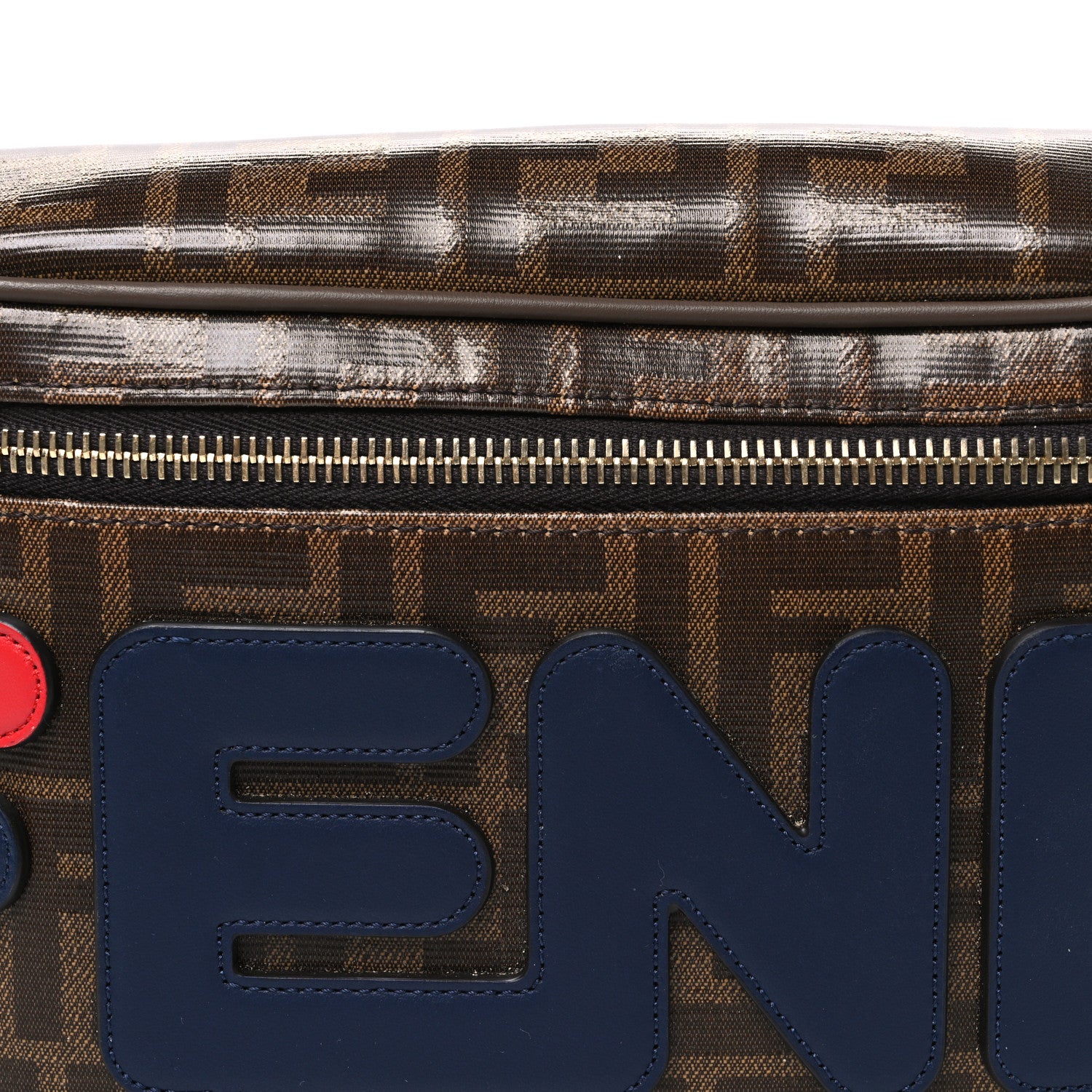 X FILA Glazed Fabric Vitello Century FF 1974 Mania Belt Bag Mogano Panna Blueberry - Image 8