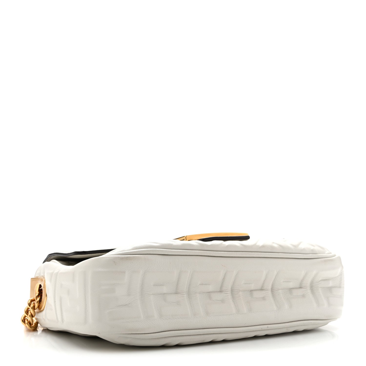 Nappa Small FF Embossed Midi Chain Baguette White - Image 4