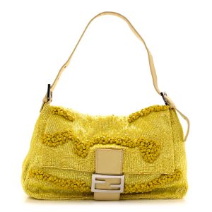 Rolling Stone Vitello Seta Bead Embroidered Mama Baguette Giallo
