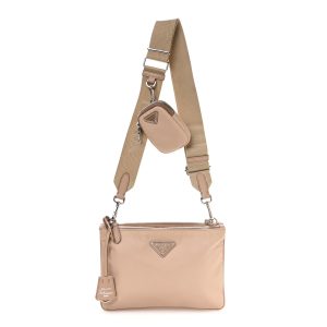 Re-Nylon Saffiano Re-Edition 2000 Double Zip Crossbody Bag Cammeo