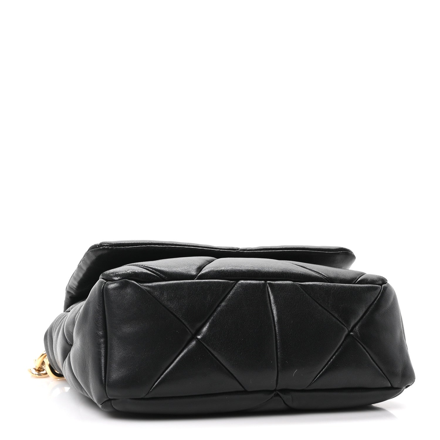 Nappa Re-Nylon Triangle Quilted Patchwork System Flap Shoulder Bag Black - 图片 4