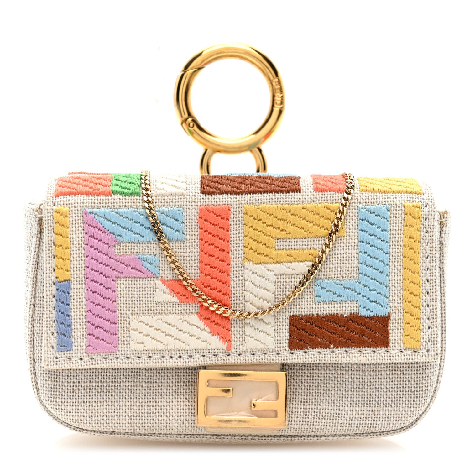 Kuban Canvas FF Embroidered Nano Baguette Charm Grezzo Multicolor