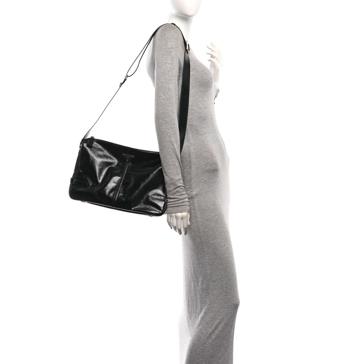 Vitello Shine Shoulder Bag Black - Image 2