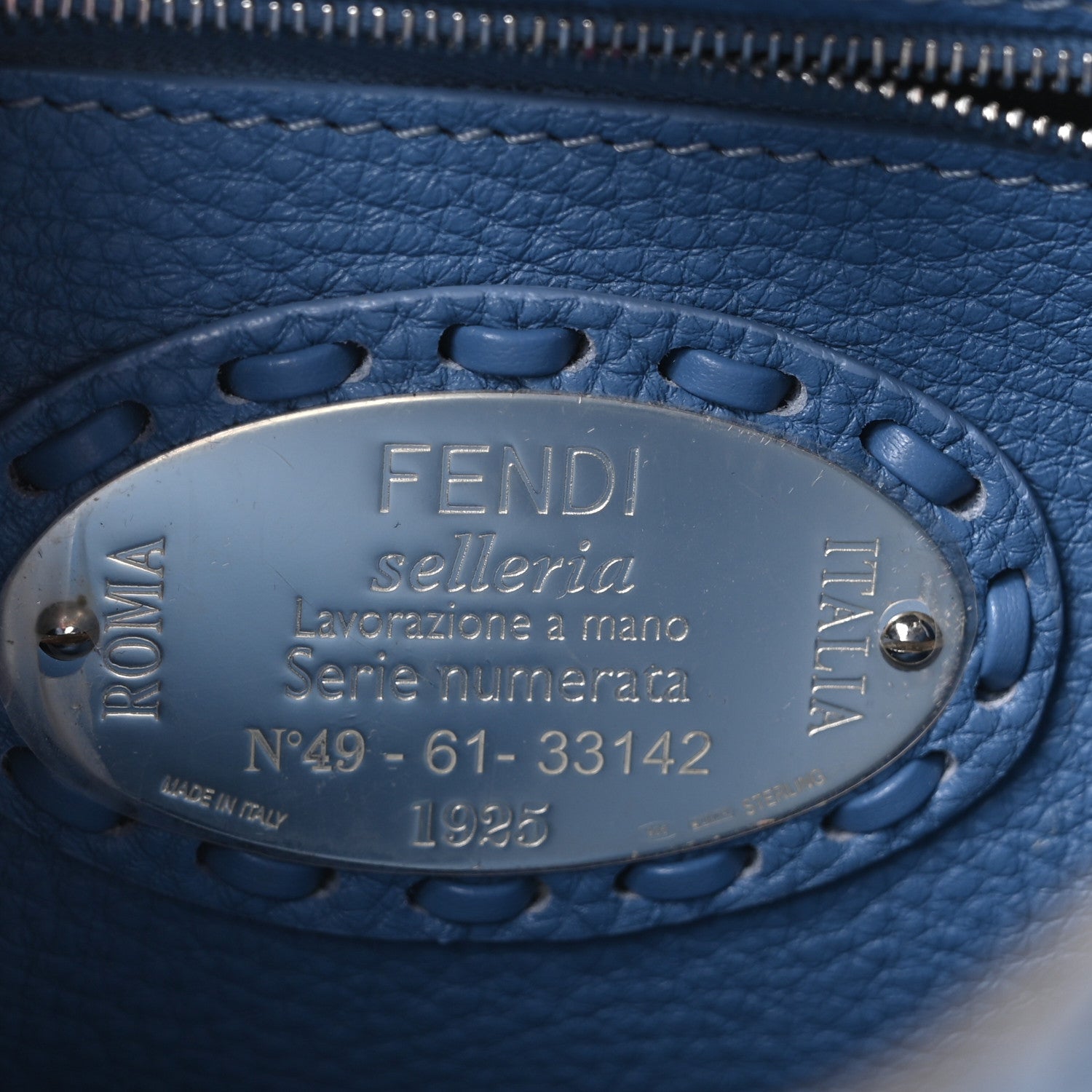 Cuoio Romano Selleria Macro Stitchings Mini Peekaboo Iconic Satchel Argento Blue - Image 6