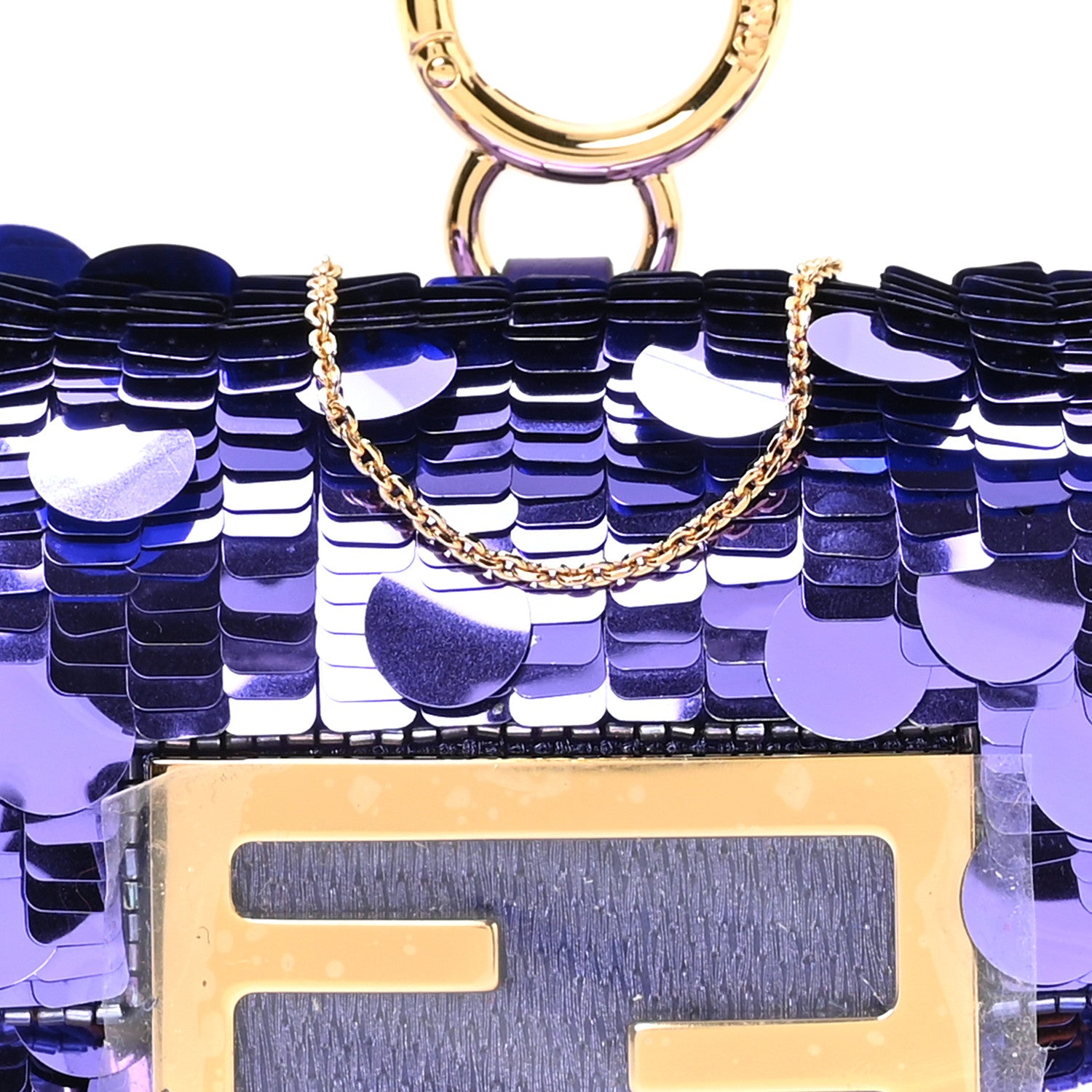 Sequin Paillettes Shiny Nappa Sex and the City Nano Maxi Buckle Baguette Charm Viola Purple - Image 8