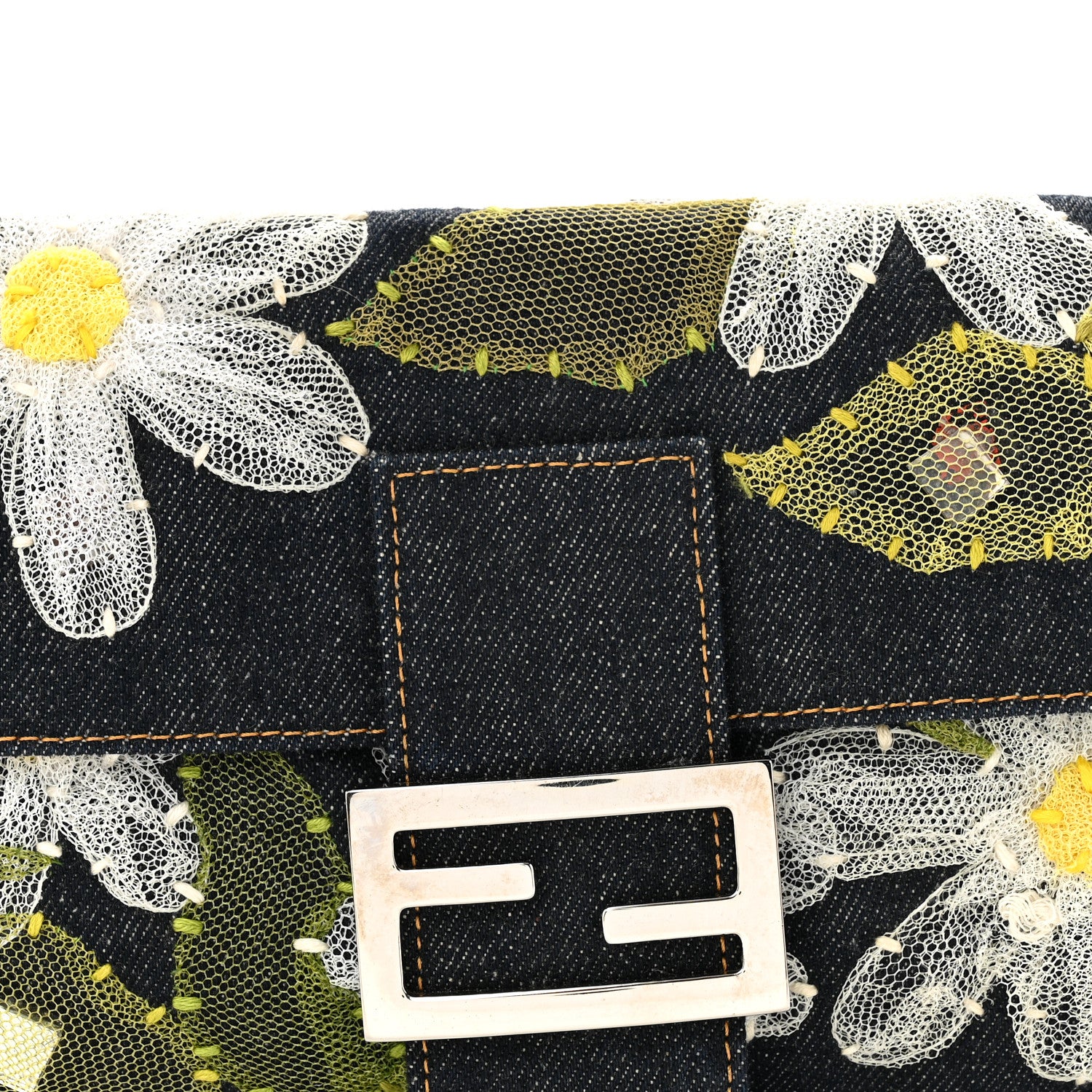Denim Flower Applique Baguette Blue - Image 8