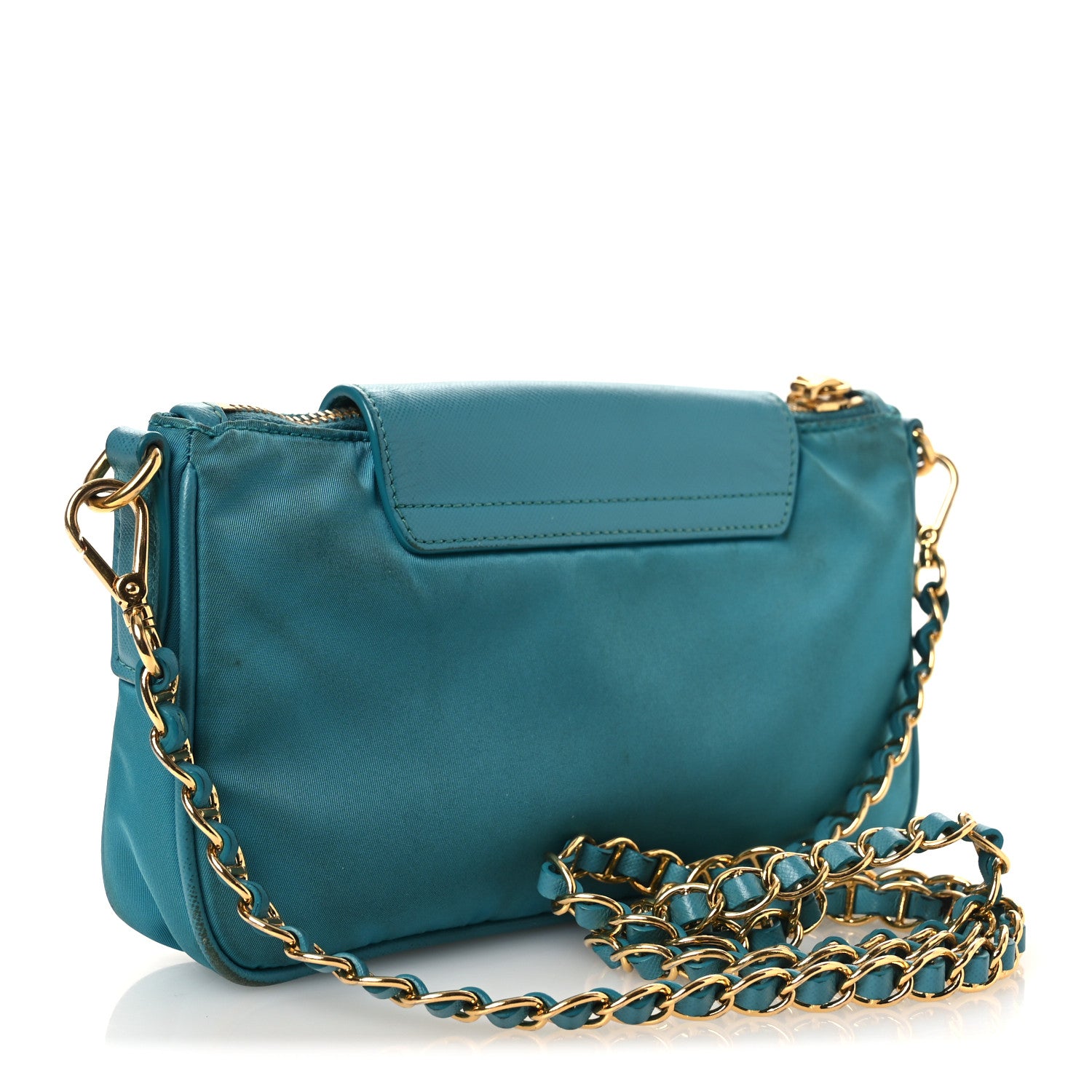Tessuto Nylon Saffiano Crossbody Bag Turchese - Image 3