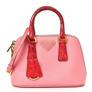 Saffiano Lux Crocodile Mini Promenade Tote Fuoco Begonia
