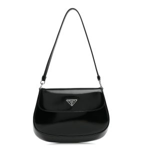 Spazzolato Cleo Flap Shoulder Bag Black