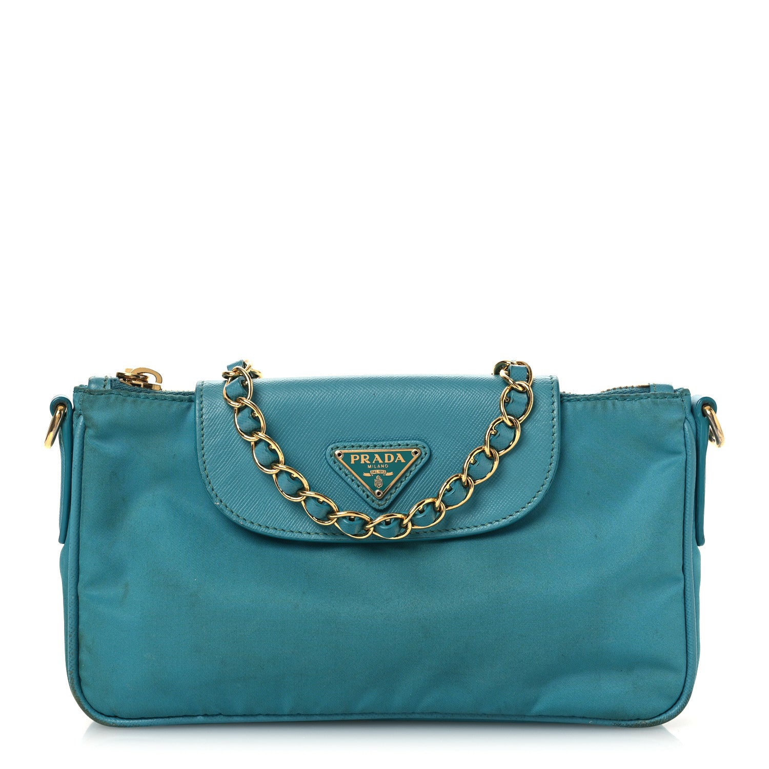 Tessuto Nylon Saffiano Crossbody Bag Turchese
