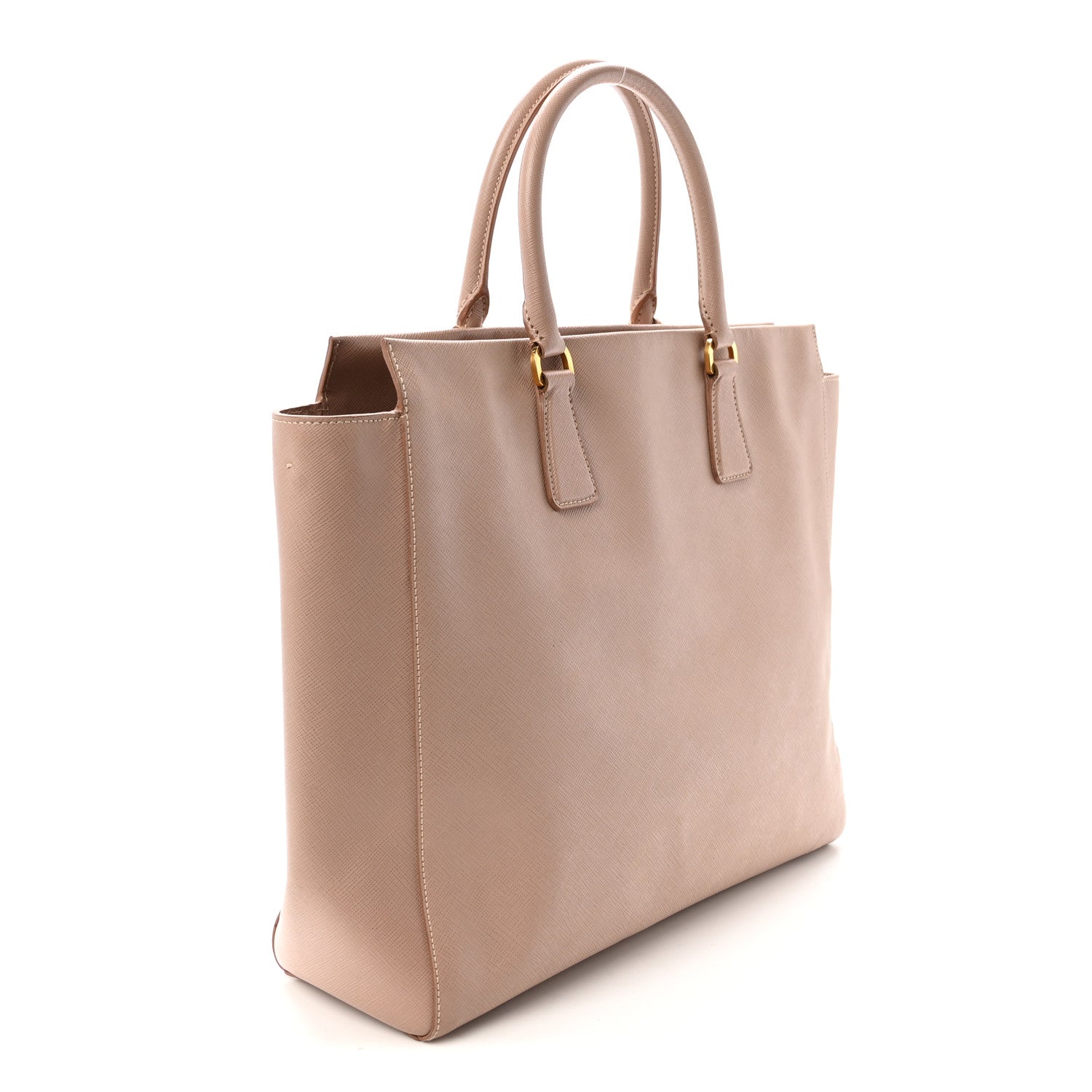 Saffiano Soft Calfskin Double Handle Satchel Cipria - Image 3