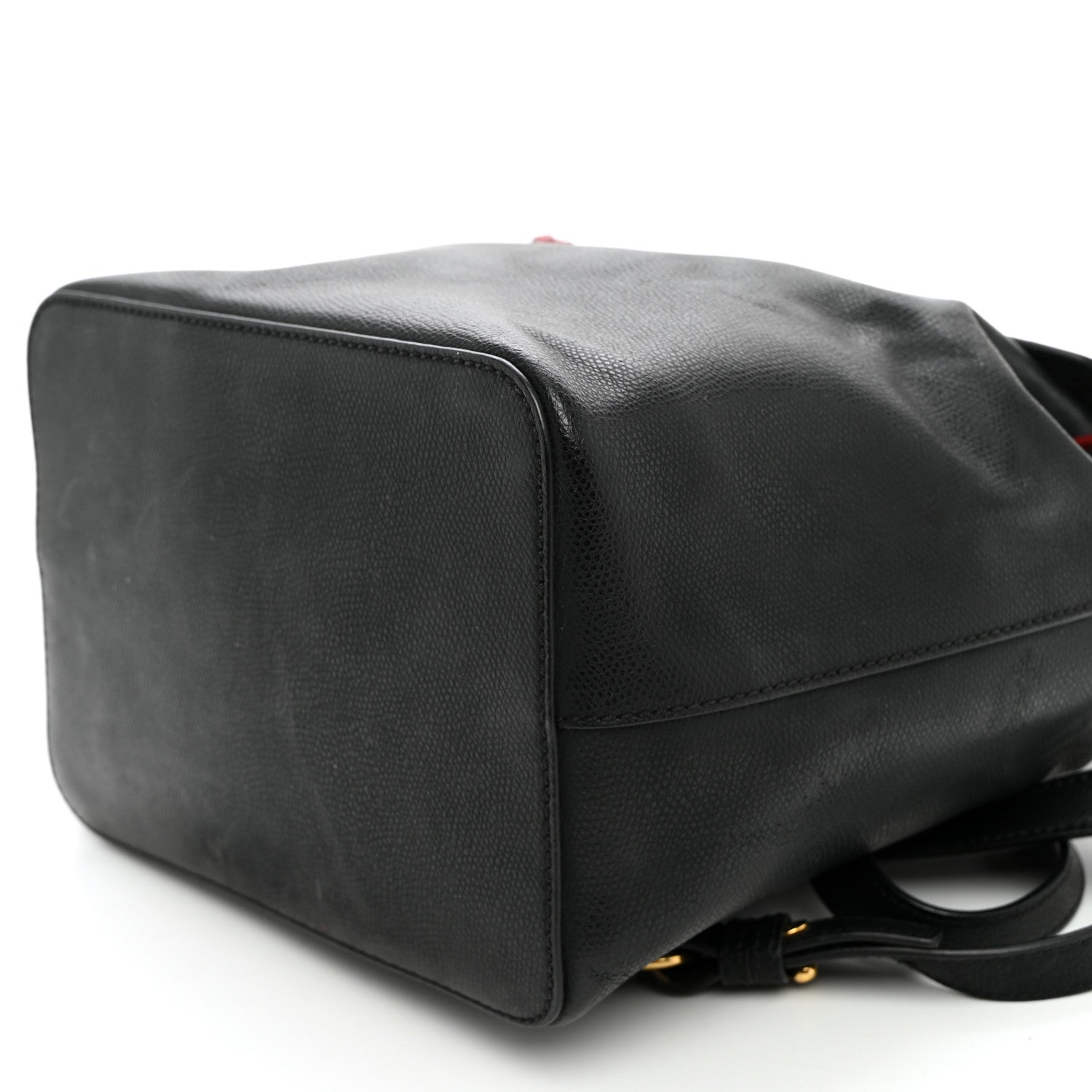 Vitello Cruise Bi-Color FF 1974 Embossed F is Fendi Drawstring Backpack Black Fragola Maya - Image 10