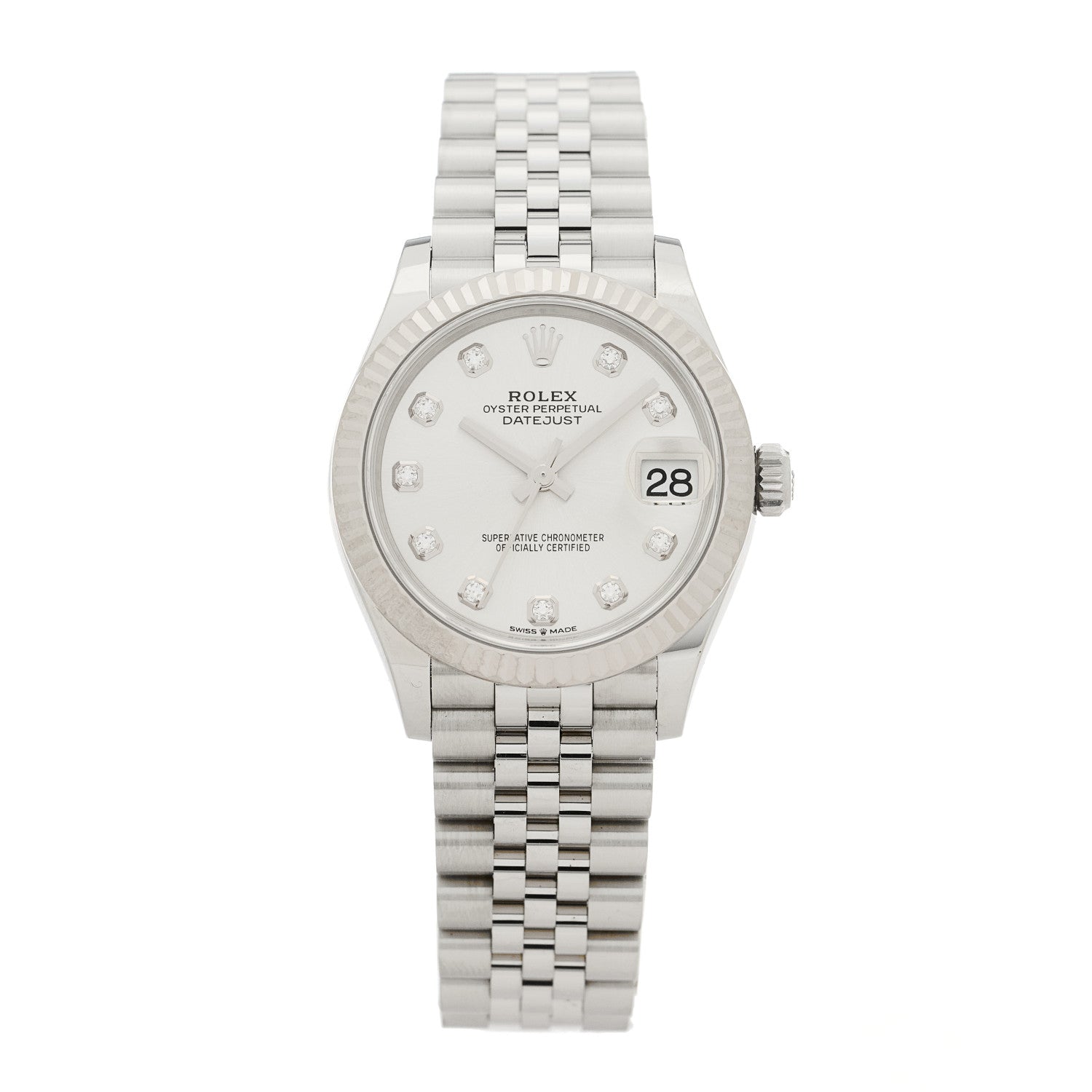Stainless Steel 18K White Gold Diamond 31mm Oyster Perpetual Datejust Watch Silver 278274
